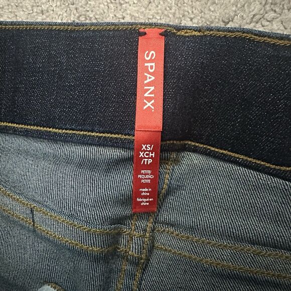 Spanx Flare Jeans XS Petite Midnight Shade Dark Wash Pull On Shaping High Rise - Picture 4 of 12